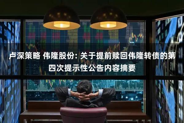 卢深策略 伟隆股份: 关于提前赎回伟隆转债的第四次提示性公告内容摘要