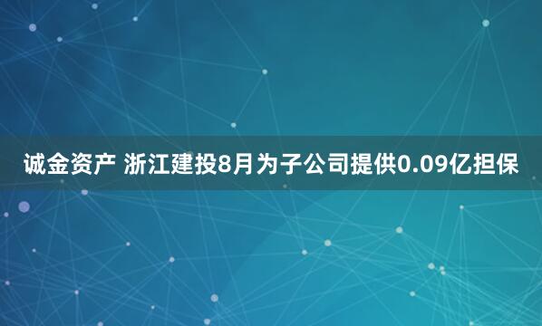 诚金资产 浙江建投8月为子公司提供0.09亿担保